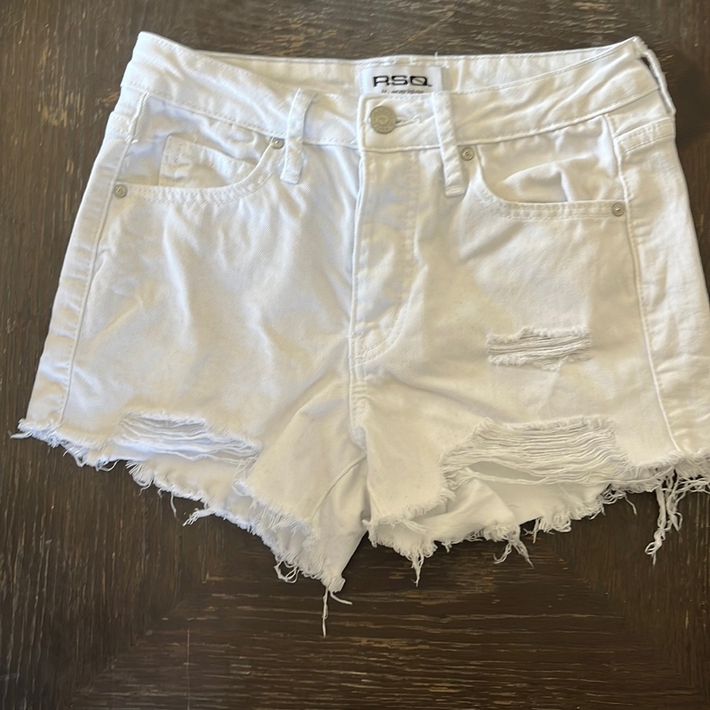 RSQ white denim shorts, 24